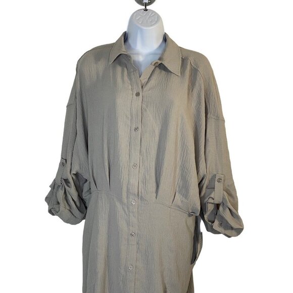 Max Studio Womens Clay Button-Down Maxi Dress Long Sleeve Size Large New - Picture 2 of 10